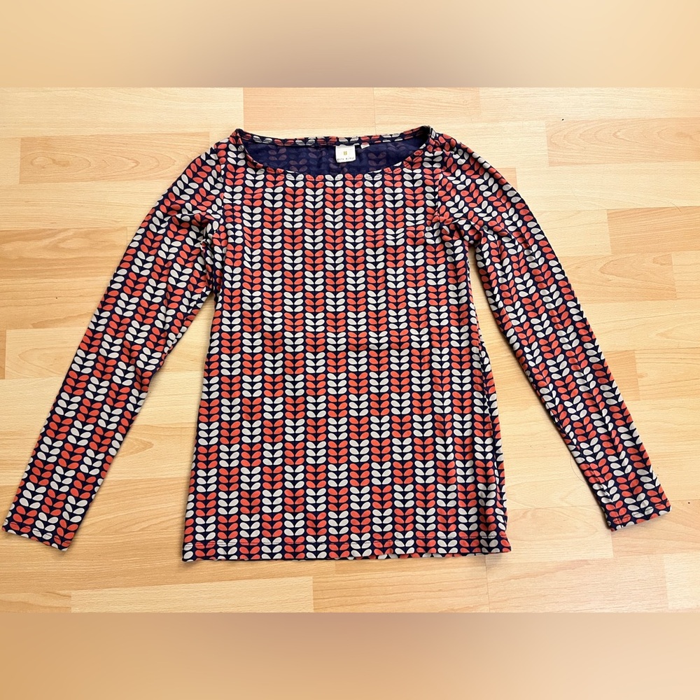 Orla Kiely X Uniqlo Navy and Coral Stem Print Long Sleeve Top